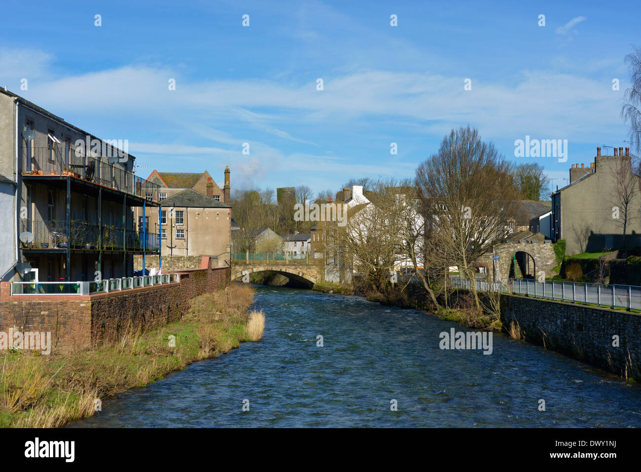 The River Cocker and Main Street Bridge. Cockermouth, Cumbria, England