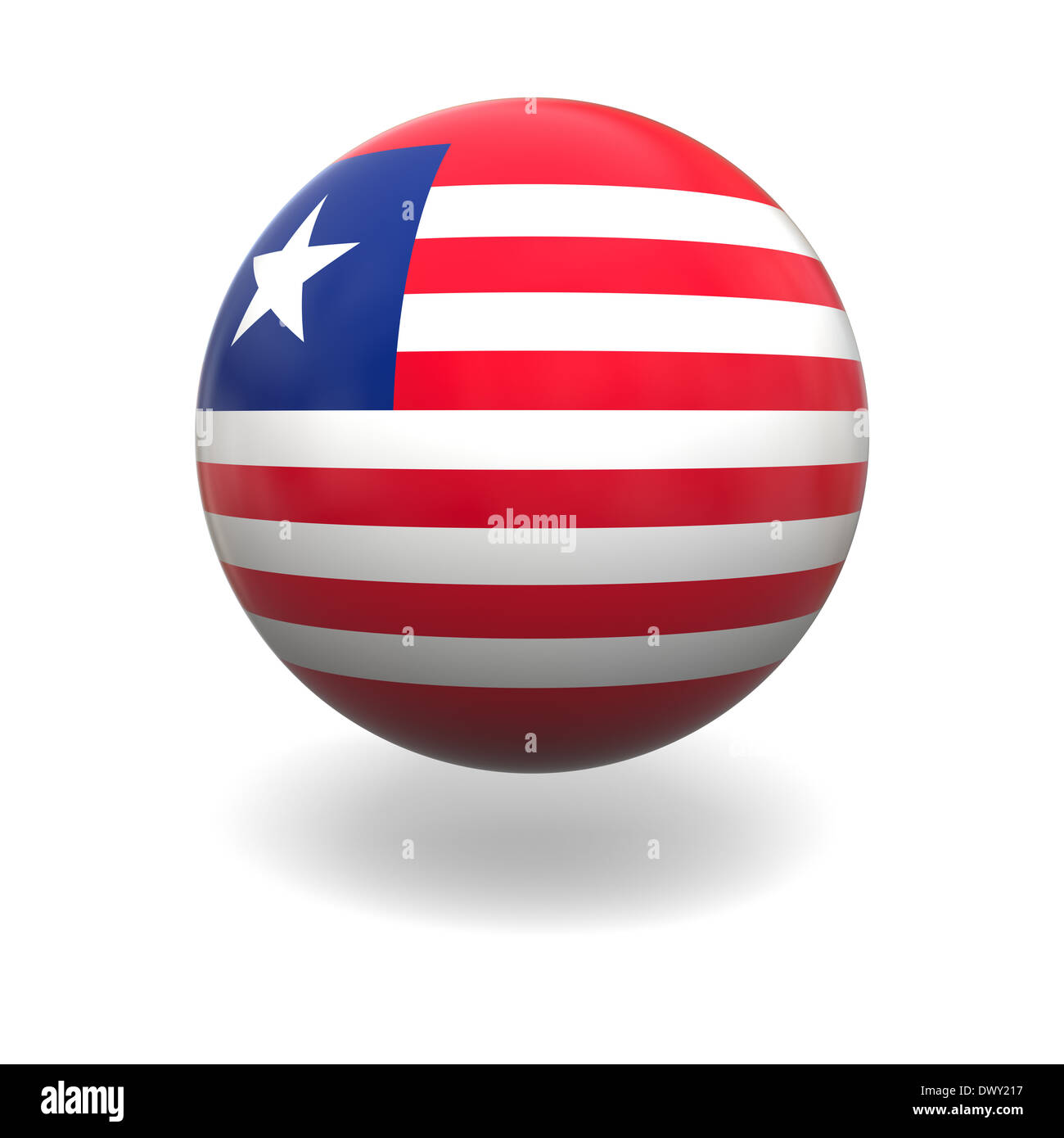 National flag of Liberia on sphere isolated on white background Stock ...