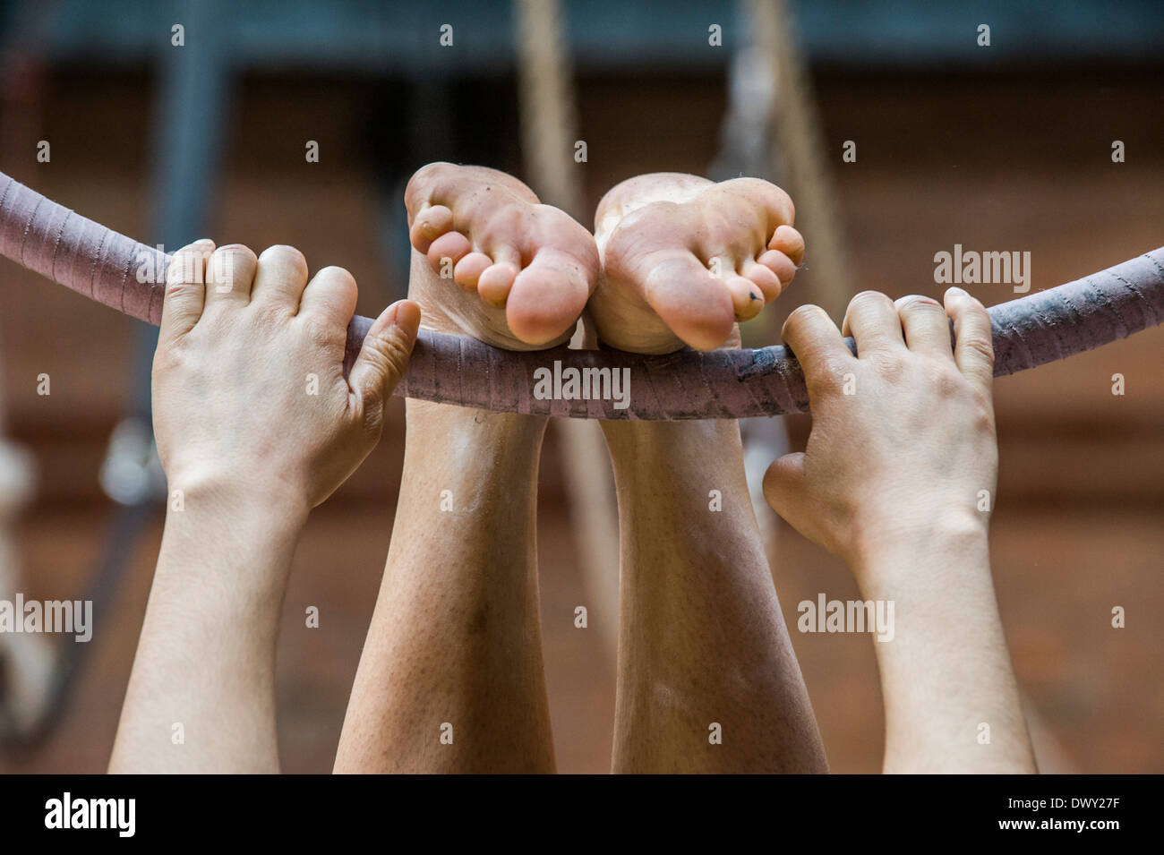 Training at Circus Space, the Hoxton based training school for circus performers. Shoreditch, London, UK. Stock Photo