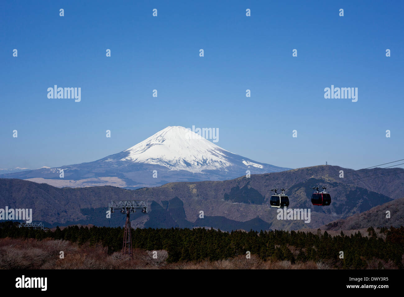 Mt, Fuji and ropeway Stock Photo