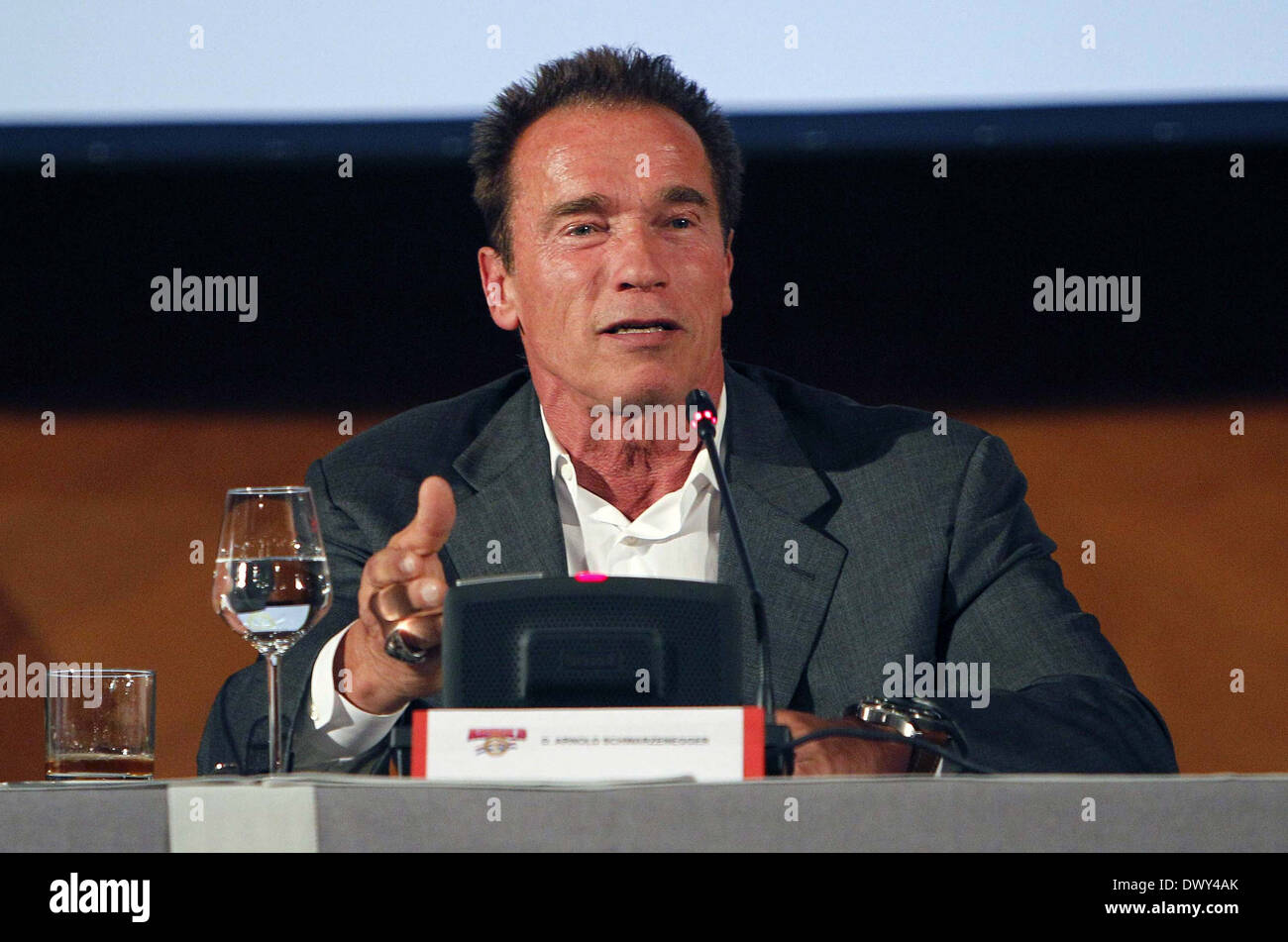 Arnold Schwarzenegger promotes the 'Arnold Classic Europe' Bodybuilding