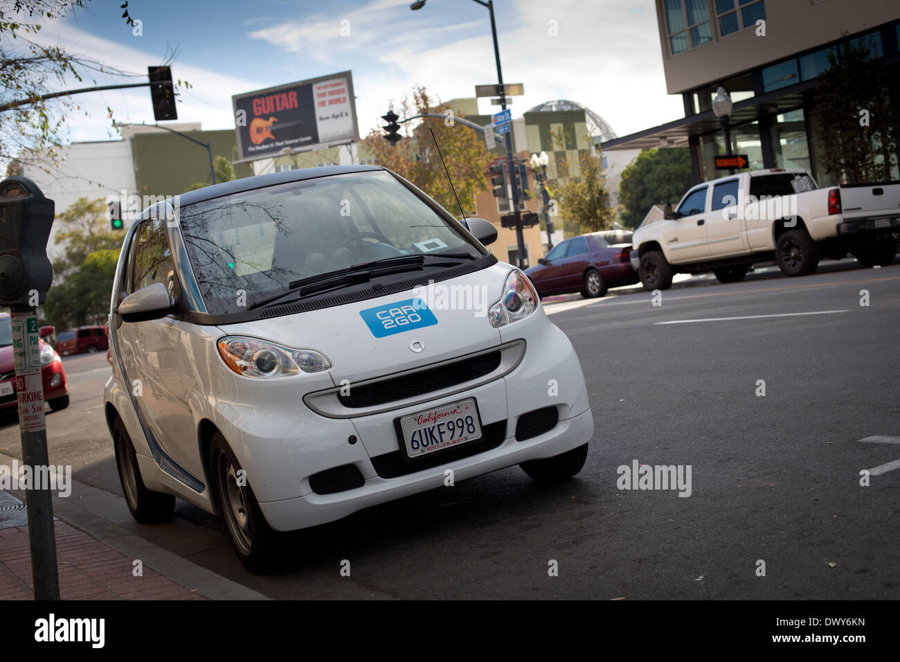 Car2Go is a carsharing service that charges by the minute. All 300 Smarts in San Diego are electric. 18 January 2014. Stock Photo
