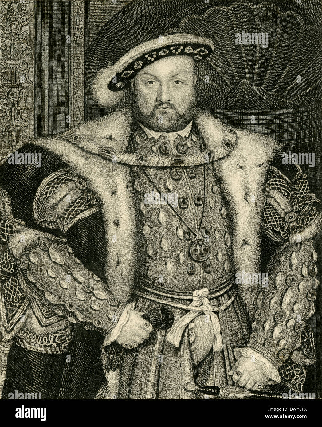 Antique circa 1880 engraving, King Henry VIII of England. Stock Photo