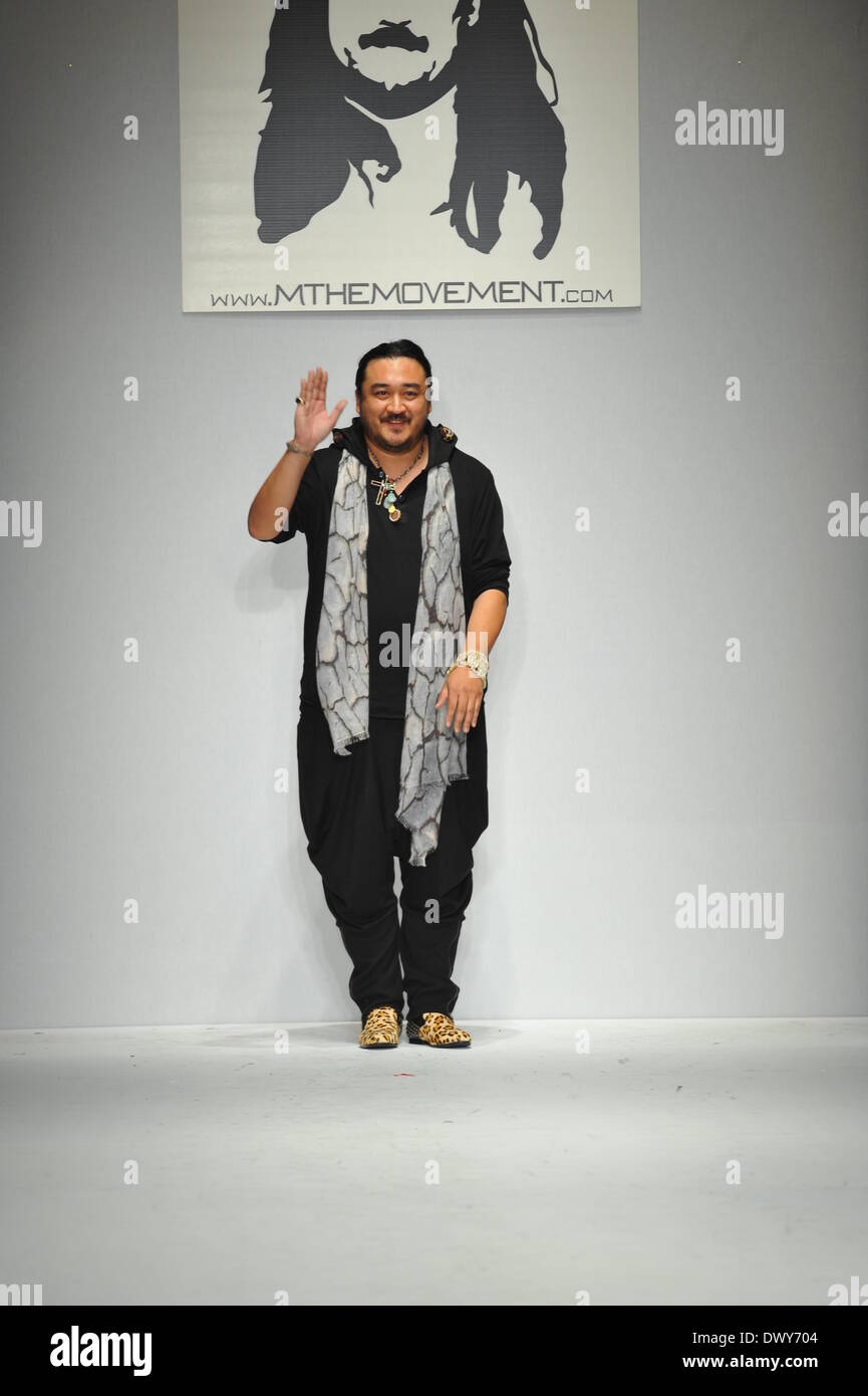 LOS ANGELES, CA - MARCH 11: Designer Michael Luis Herrera walks runway at M The Movement show during Style Fashion Week Fall 2014 at The Live Event Arena on March 11, 2014 in LA. Stock Photo