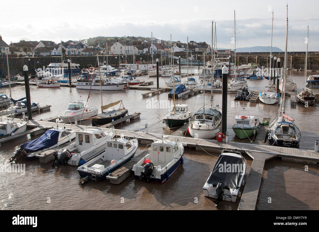 Boats in the harbour at Watchet, Somerset, England Stock Photo