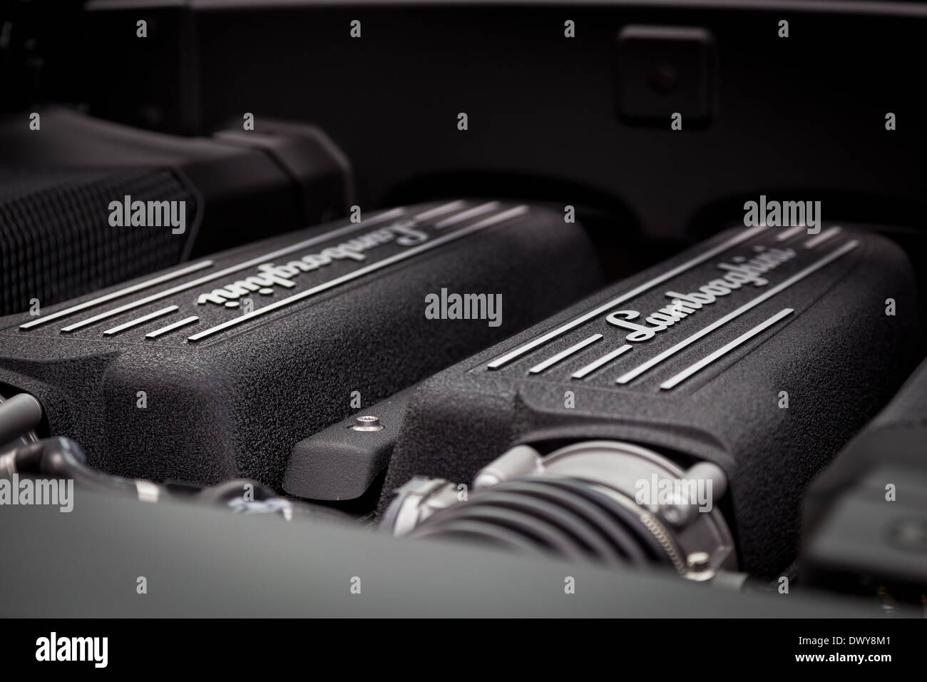 Lp560 Engine Bay Lamborghini LP560-4 Super Car engine room Stock Photo - Alamy
