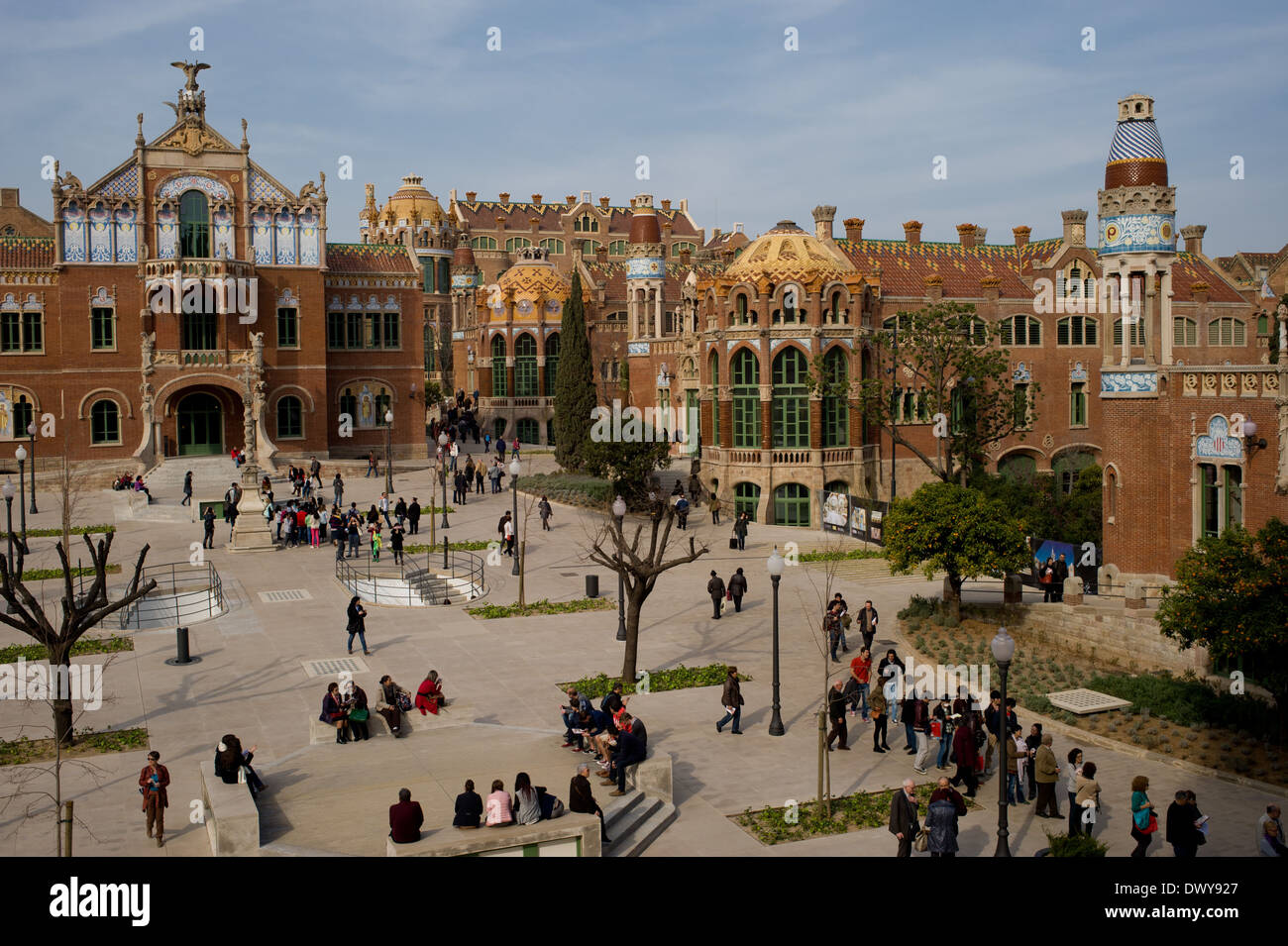 General view Hospital de la Santa Creu i Sant Pau, modernist building in Barcelona, Spain. Stock Photo