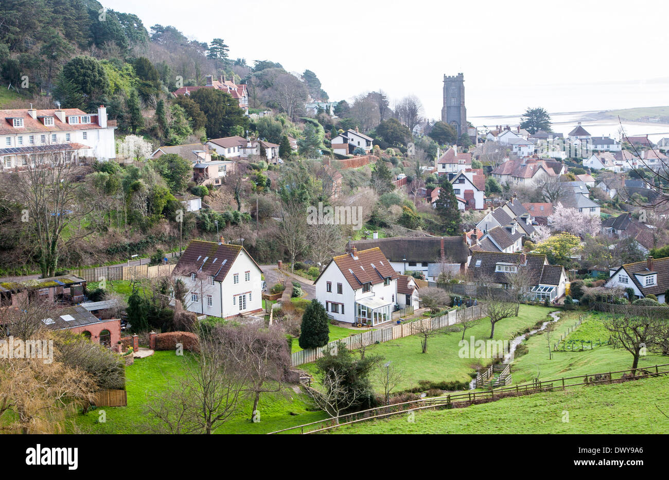 Morning view over houses in Minehead, Somerset, England Stock Photo