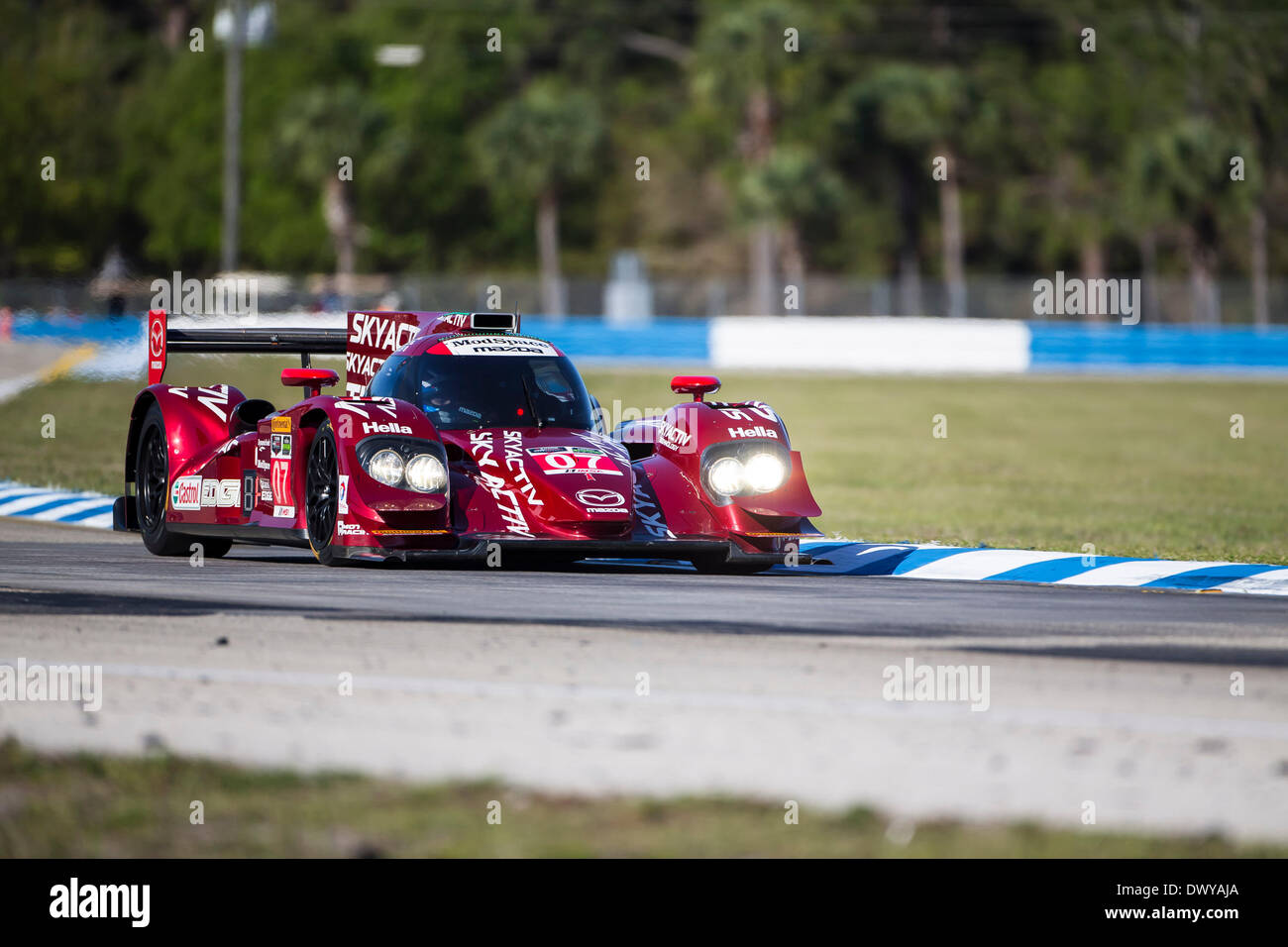 Sebring, FL, USA. 14th Mar, 2014. Sebring, FL - Mar 14, 2014: The Speedsource Mazda takes to the track on Continental tires for a practice session for the 12 Hours of Sebring at Sebring International Raceway in Sebring, FL. Credit:  csm/Alamy Live News Stock Photo