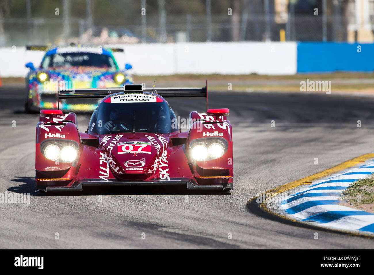 Sebring, FL, USA. 14th Mar, 2014. Sebring, FL - Mar 14, 2014: The Speedsource Mazda takes to the track on Continental tires for a practice session for the 12 Hours of Sebring at Sebring International Raceway in Sebring, FL. Credit:  csm/Alamy Live News Stock Photo