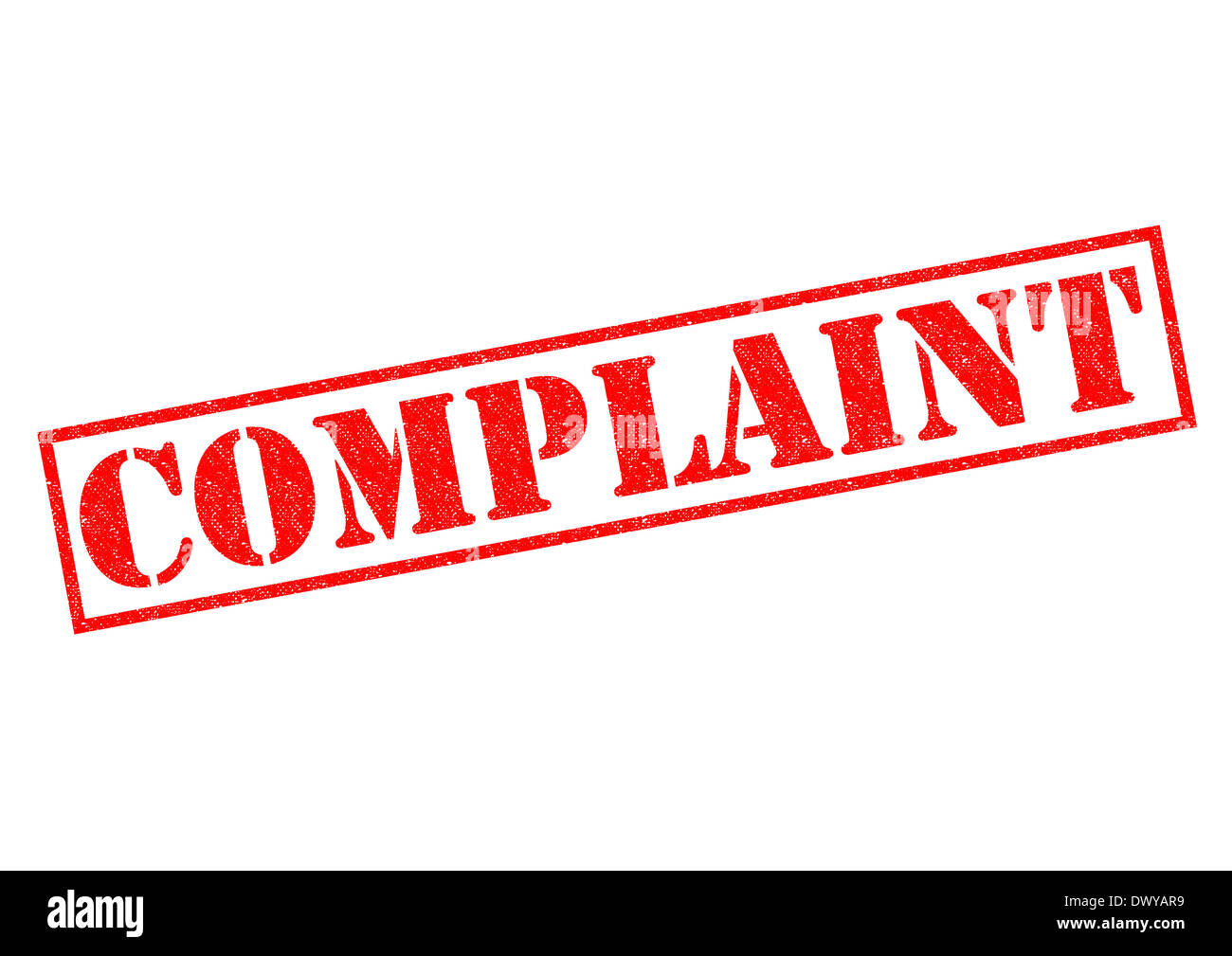 COMPLAINT red Rubber Stamp over a white background. Stock Photo