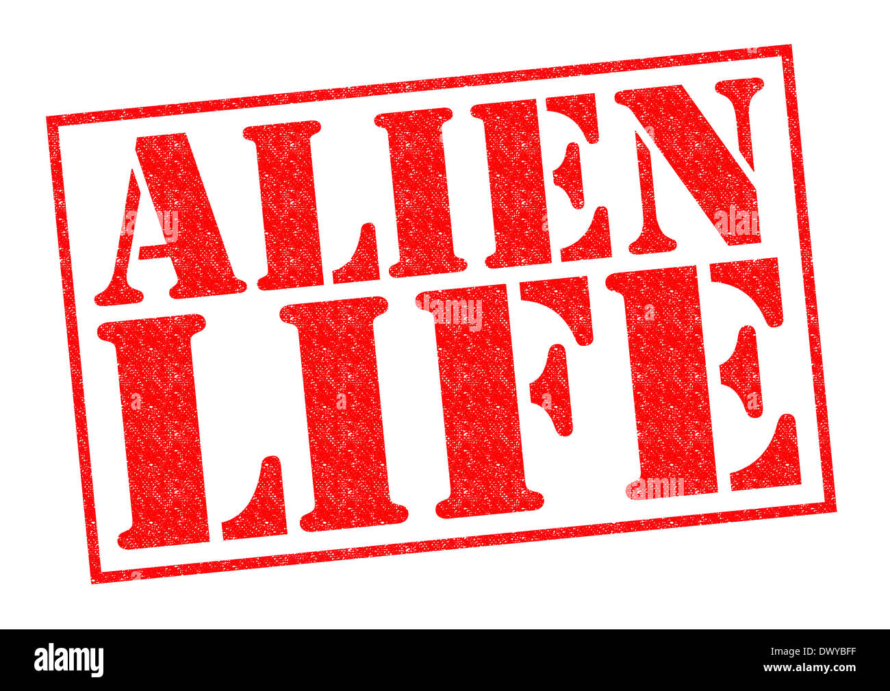 ALIEN LIFE red Rubber Stamp over a white background. Stock Photo