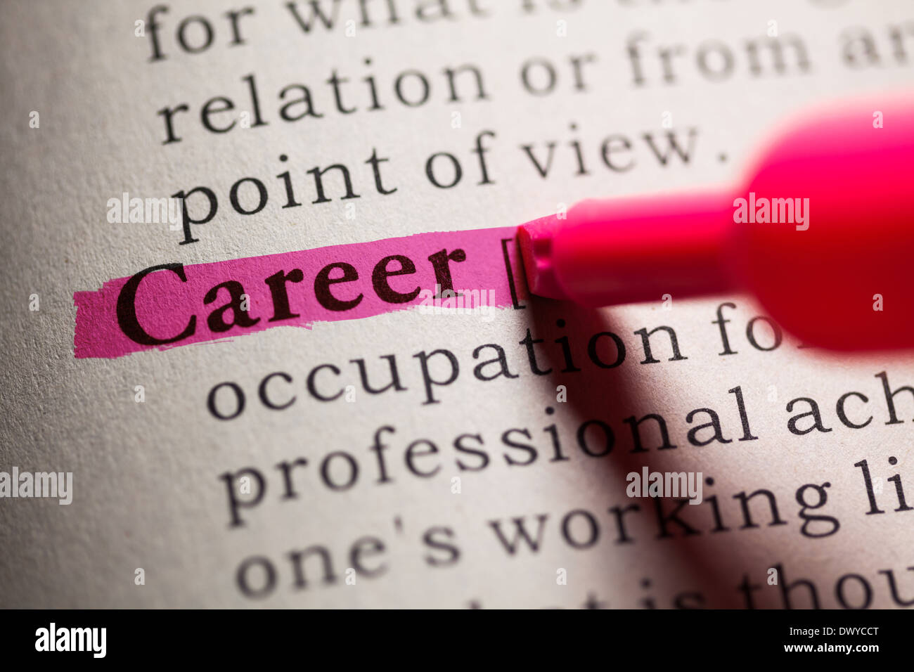 Fake Dictionary, definition of the word Career. Stock Photo