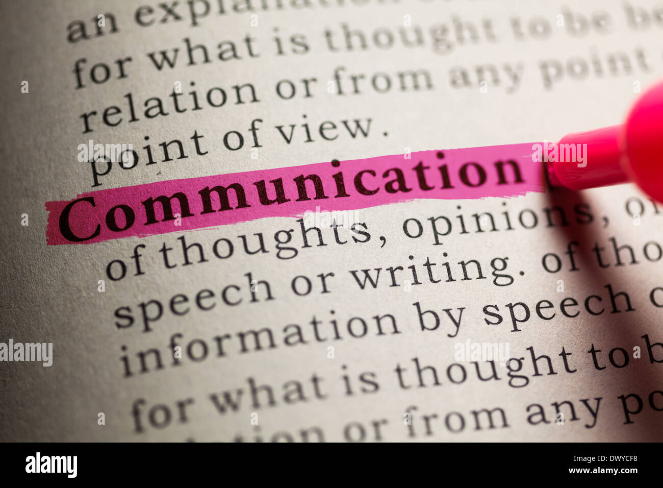 Fake Dictionary, definition of the word communication Stock Photo Alamy