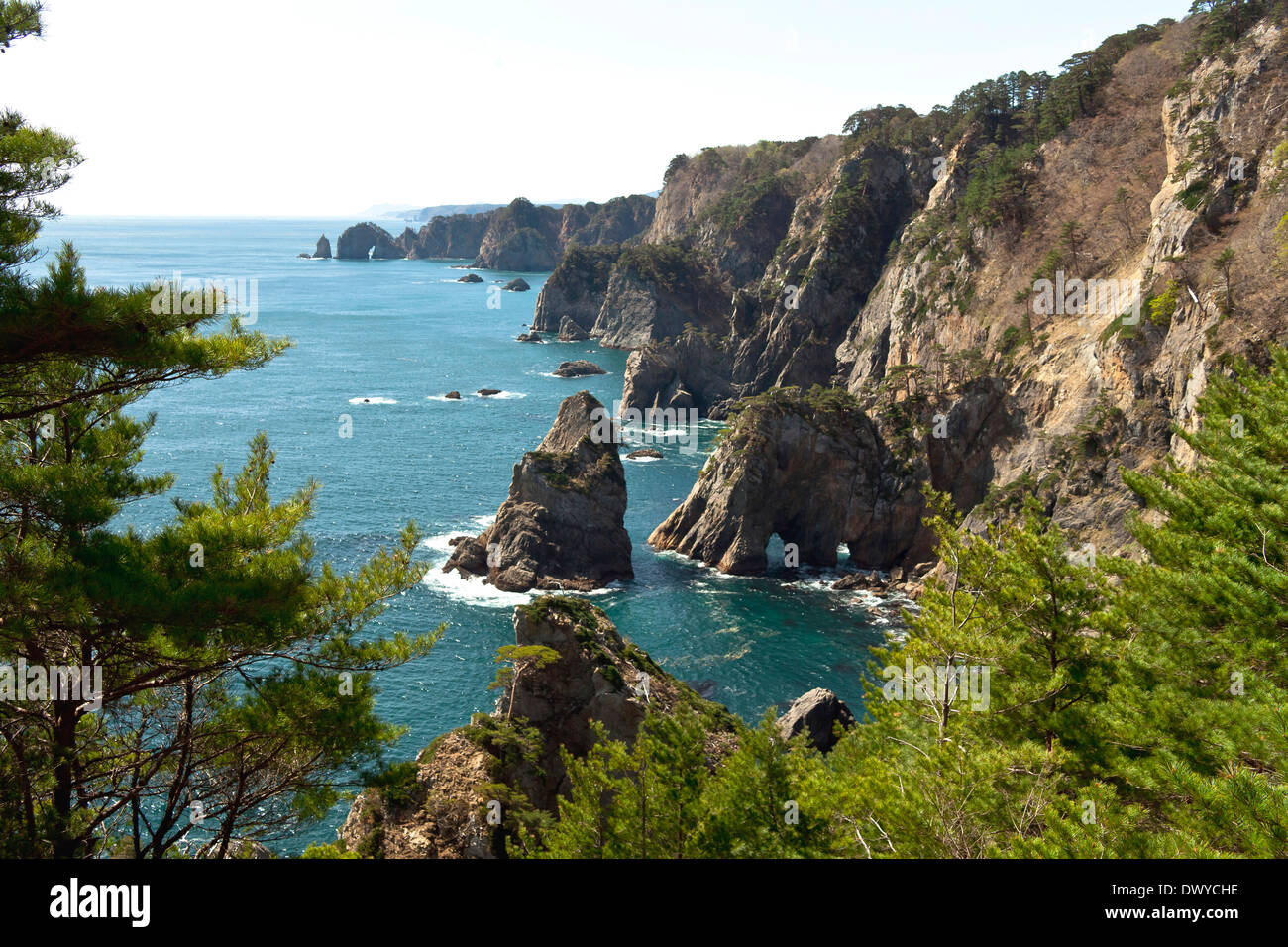 Kitayamazaki Cliff, Sanriku Coast, Shimohei gun, Iwate Prefecture Stock