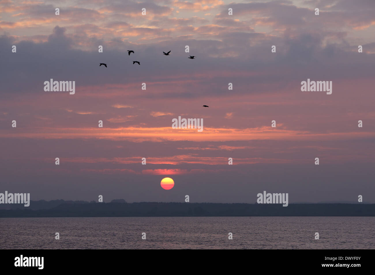 Wismar, Germany, Sunrise over the Baltic Sea Stock Photo