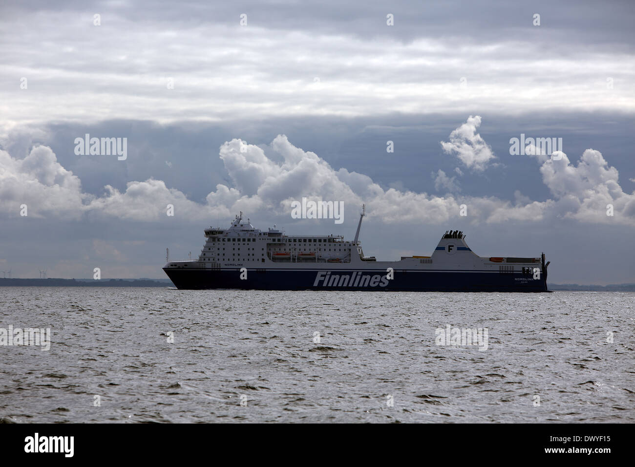 Wismar, Germany, the ferryboat Finnlines on the Baltic Sea Stock Photo