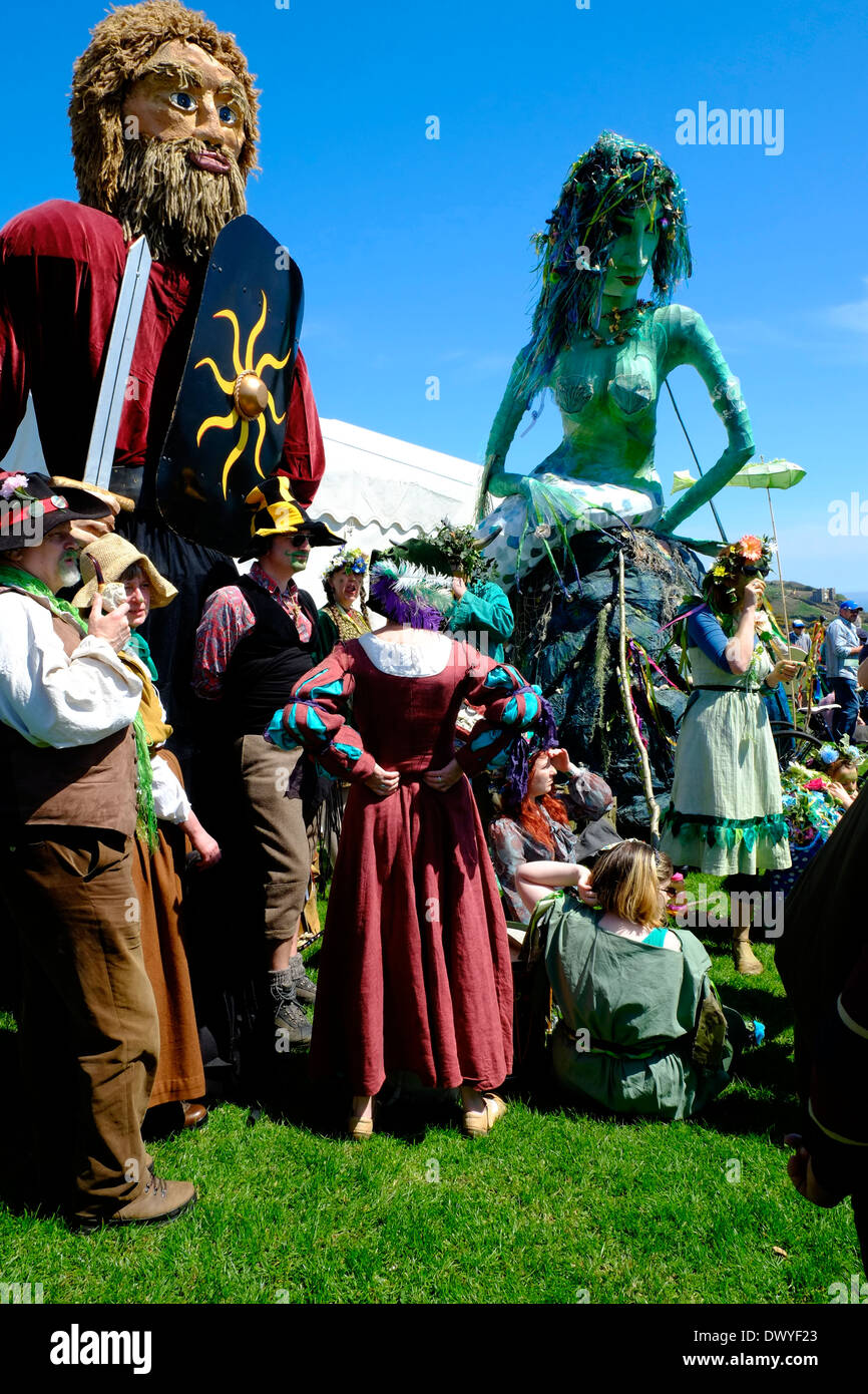 Giants at the traditional Hastings Jack-in-the-Green festival May Day parade, East Sussex, England, GB Stock Photo