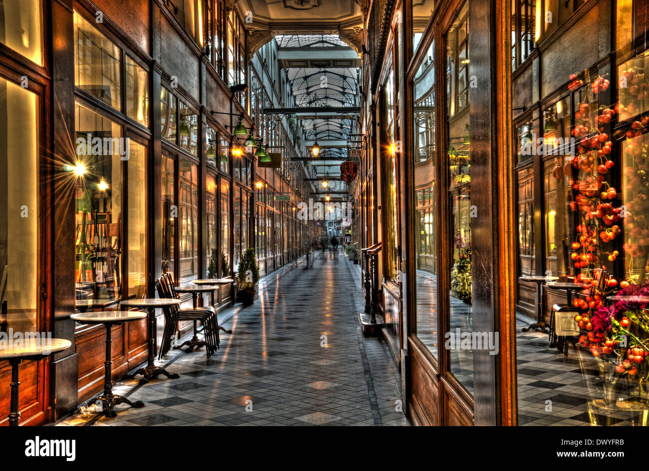 a beautiful old shopping arcade in Paris. Stock Photo