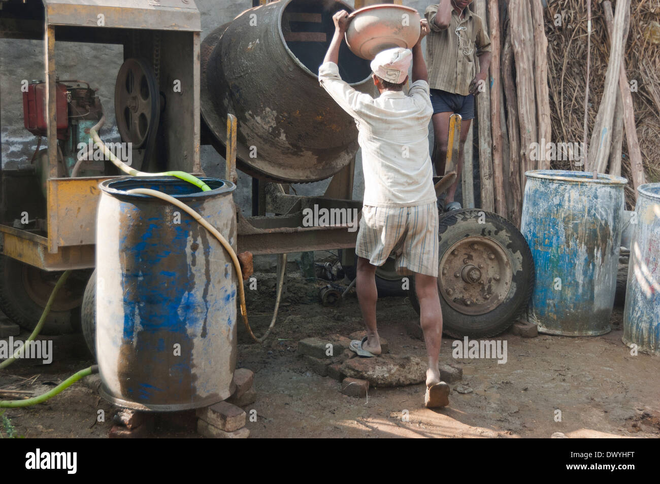 Mason labour working construction site hires stock photography and