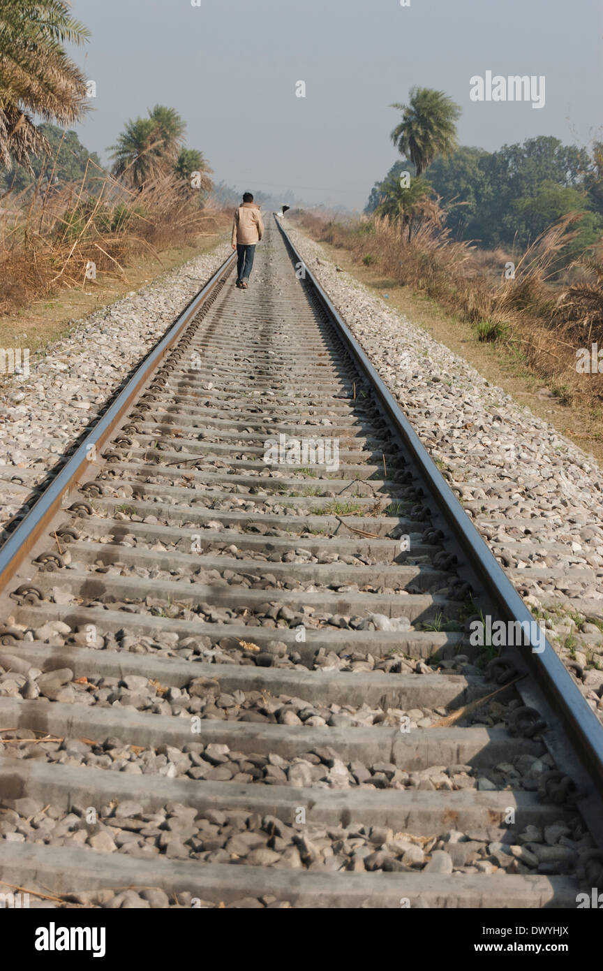 Man standing on railway line hi-res stock photography and images - Alamy