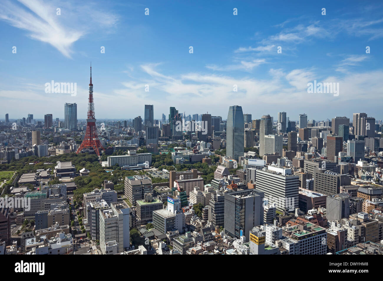 Skyscrapers and Tokyo Tower, Japan Stock Photo