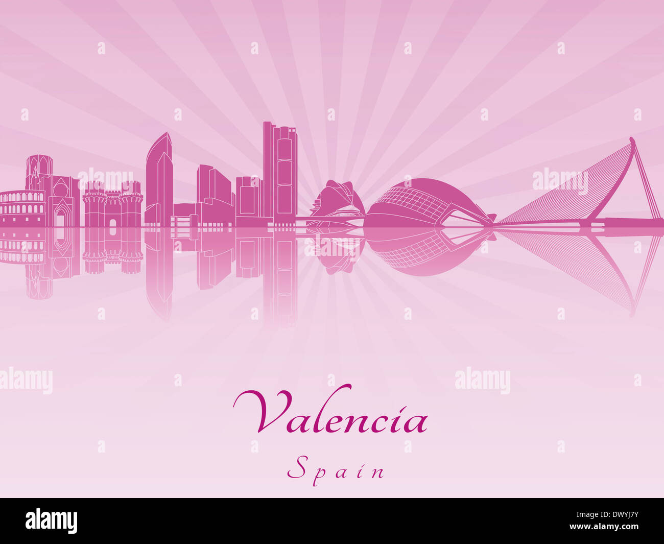 Valencia skyline in purple radiant Stock Photo - Alamy