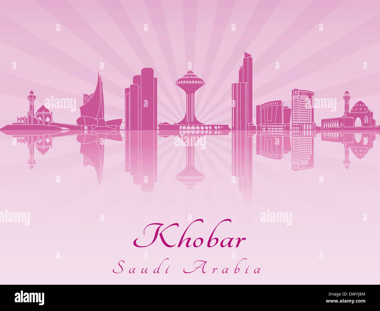 Khobar skyline in purple radiant Stock Photo