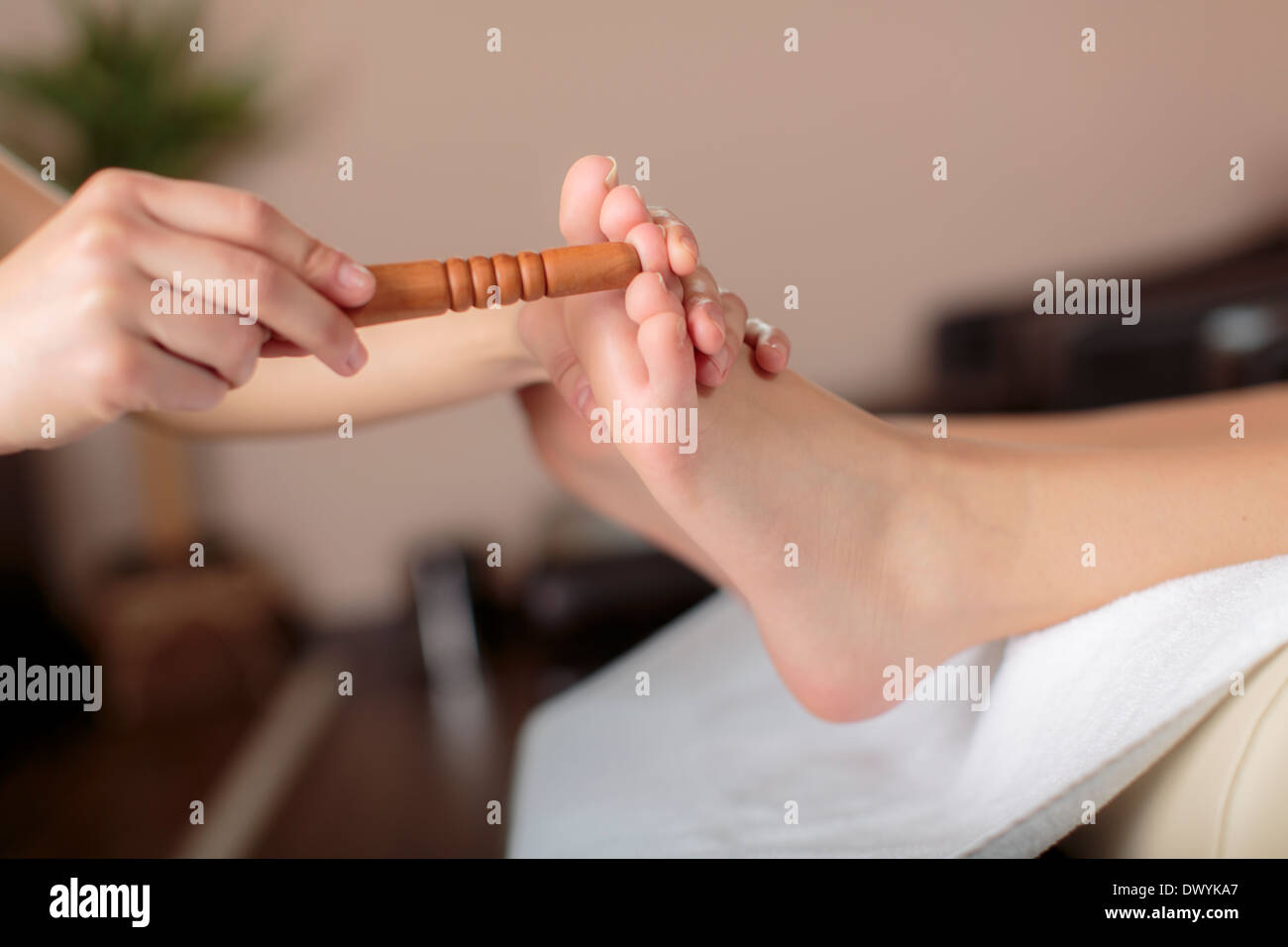 Reflexology foot massage Stock Photo