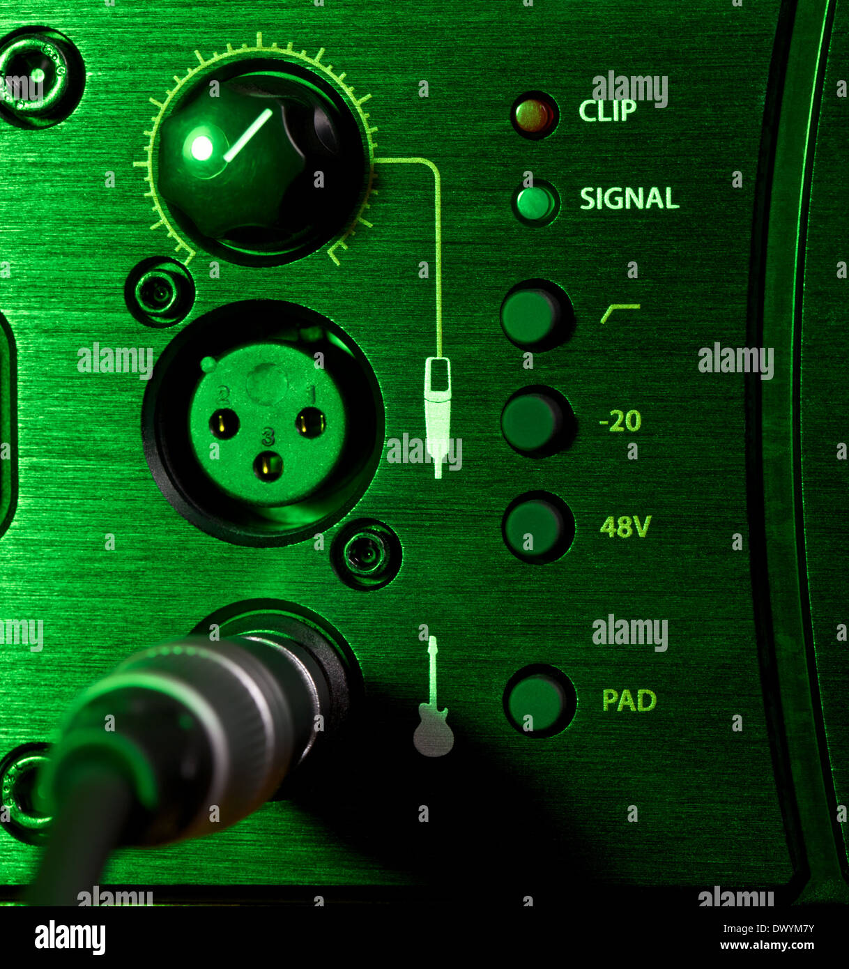 amplifier control panel with knobs, close up Stock Photo Alamy