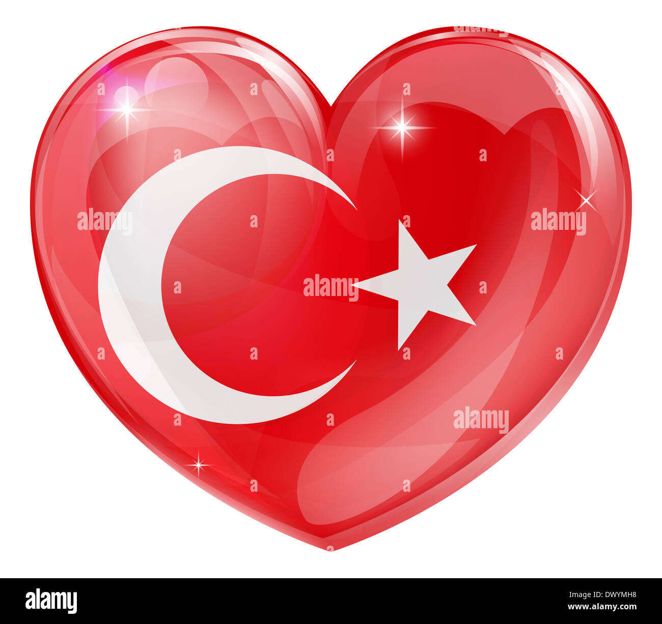 Turkey flag love heart concept with the Turkish flag in a heart shape