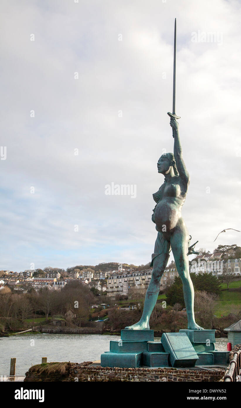 A 66 foot bronzeclad sculpture named Verity by Damien Hirst stands in