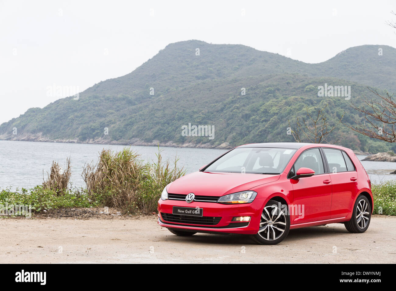 Volkswagen Golf VII GT 2013 Model with red colour. Stock Photo