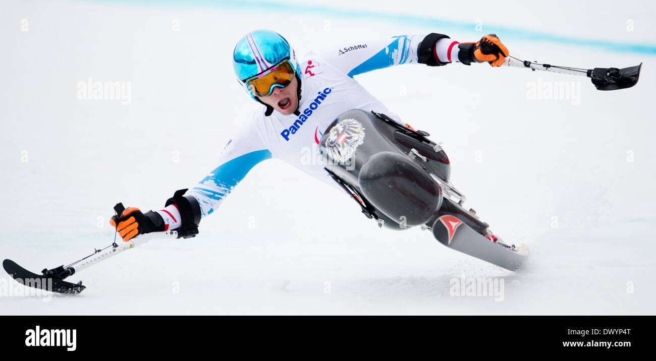 Bronze Medalist Roman Rabl of Austria in action during the Men's Giant ...