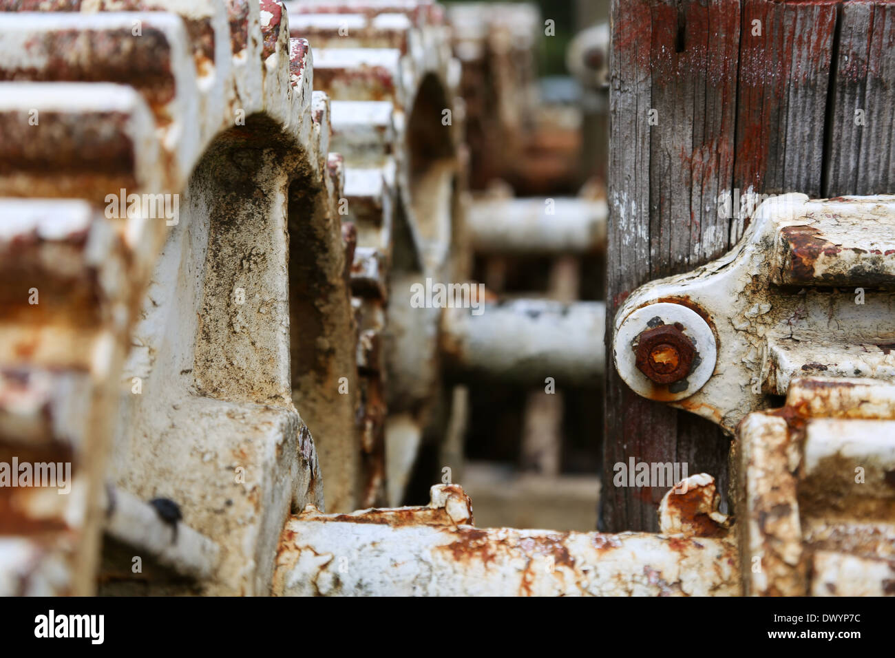 Old decayed gear wheels Stock Photo
