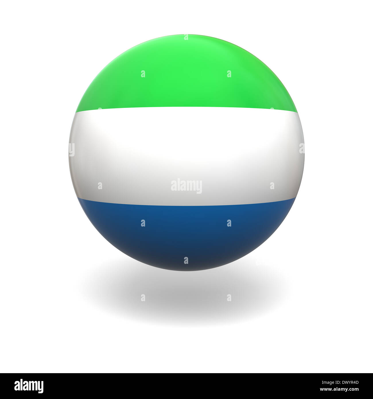 National flag of Sierra Leone on sphere isolated on white background ...