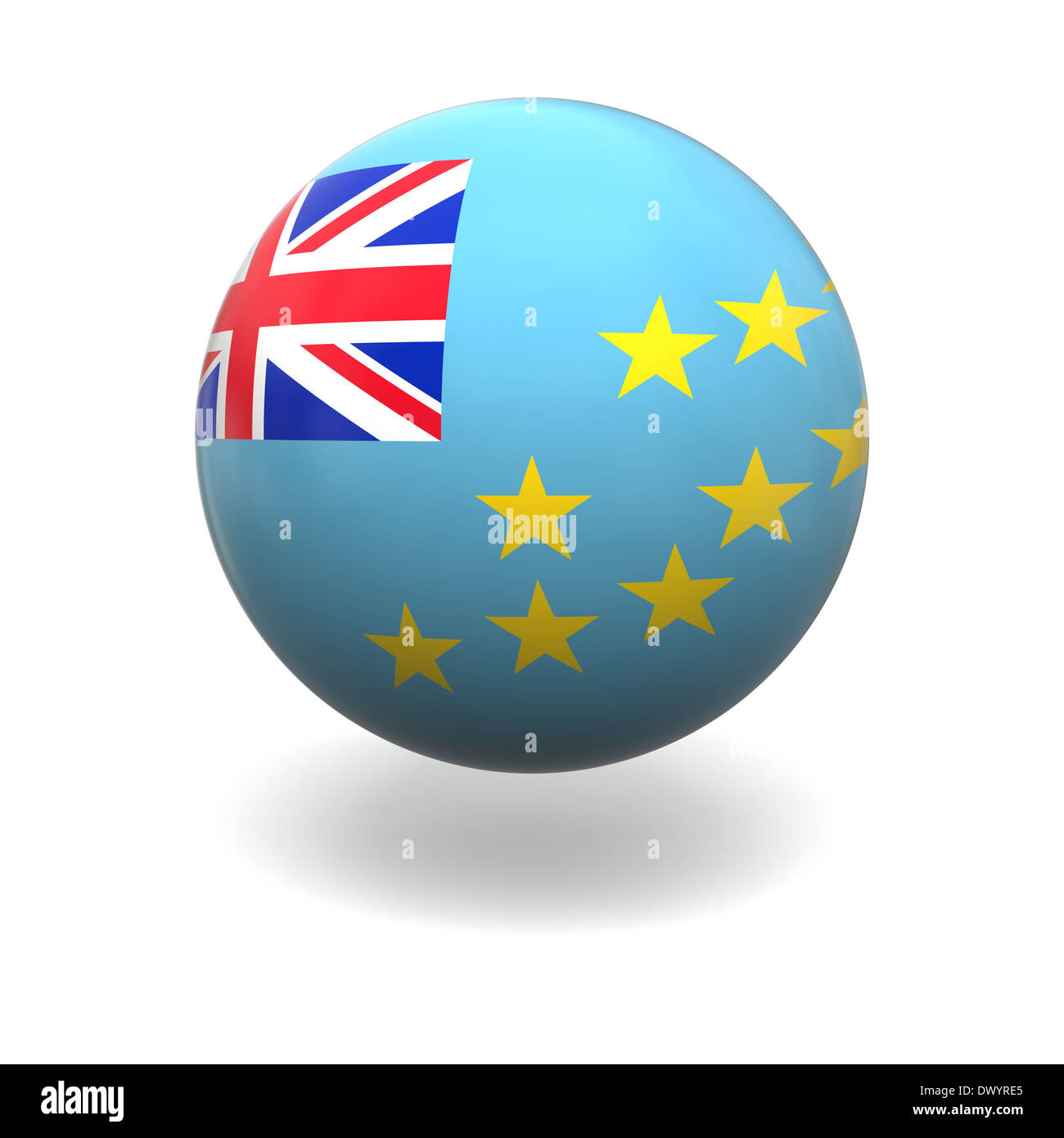 National flag of Tuvalu on sphere isolated on white background Stock ...