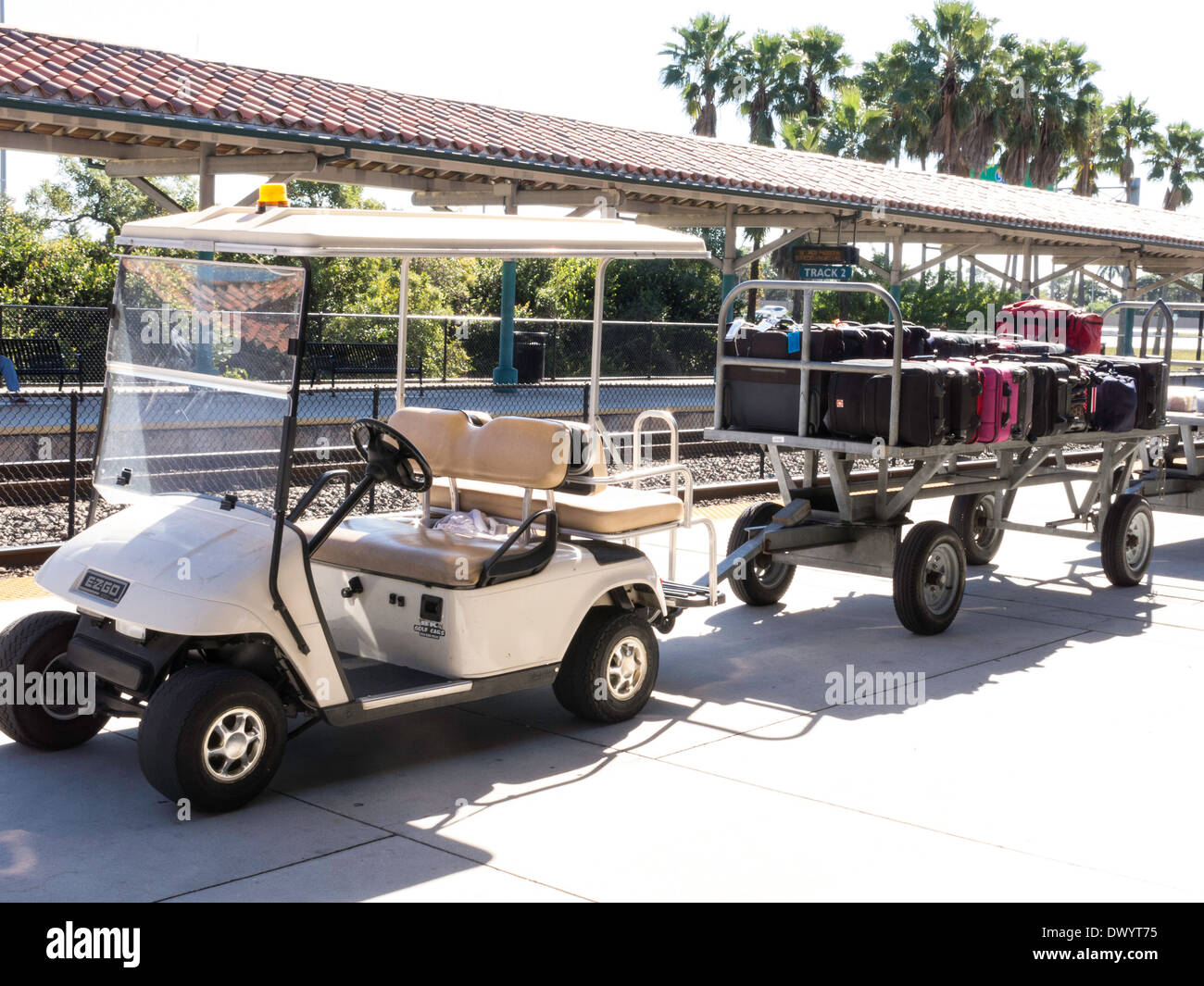 Baggage Carts at Ft Lauderdale Station, FL, USA Stock Photo