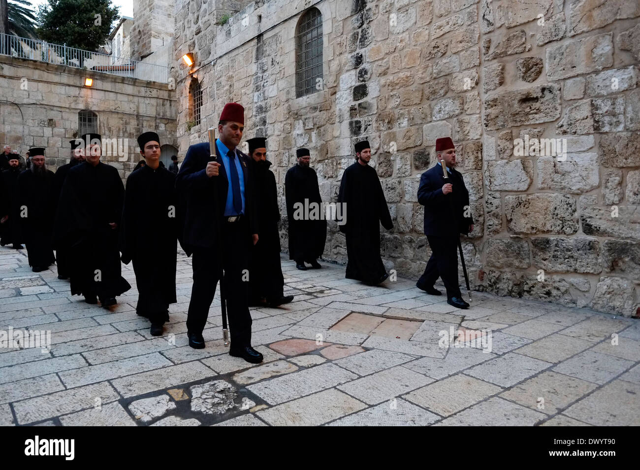 Muslim consular guards, also known as “Kawas” wearing red tarboosh hats