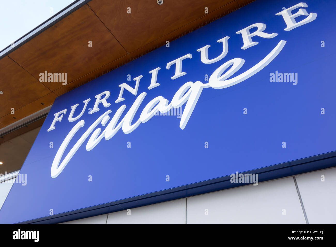 Shop sign "Furniture Village" Cambridge Cambridgeshire England Stock