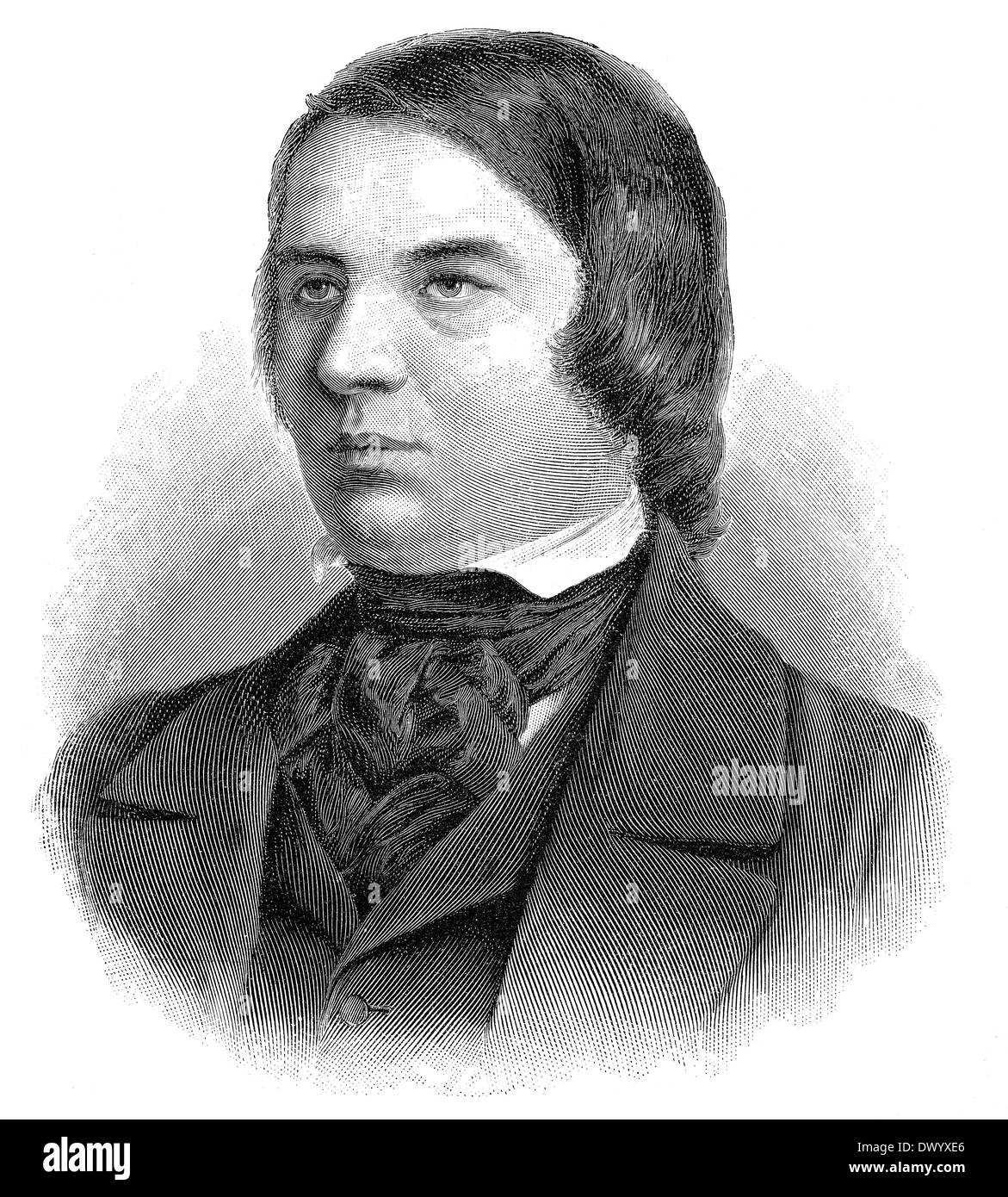 Robert Schumann, 1810 - 1856, a German composer and pianist of the Romantic, Stock Photo