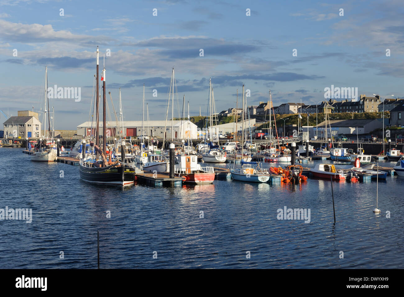 The new marina in the harbour at Wick, Scotland. Stock Photo