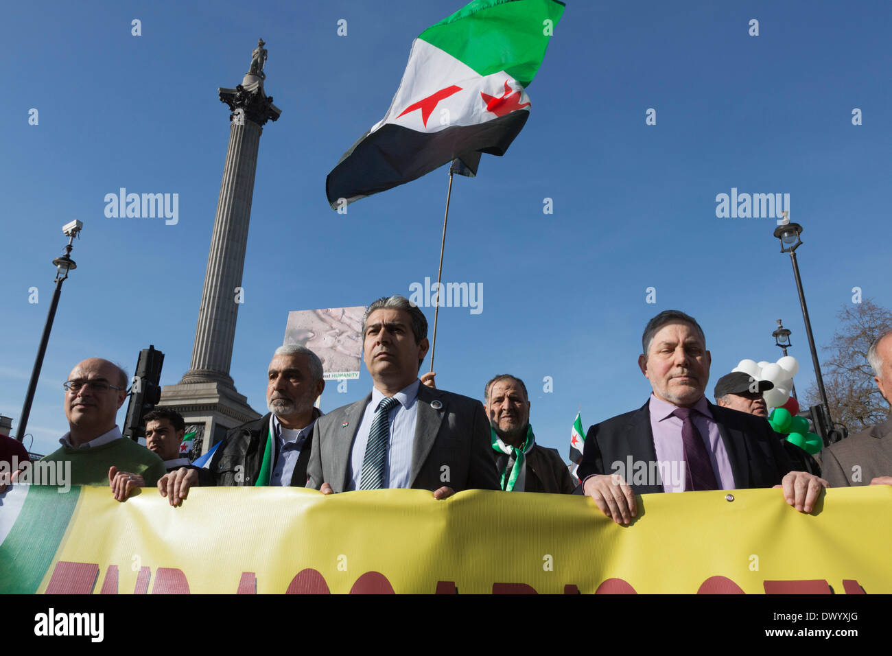 London, UK. 15 March 2014. A march against Assad's regime and the killing of citizens in Syria takes place in Central London. Credit:  Nick Savage/Alamy Live News Stock Photo