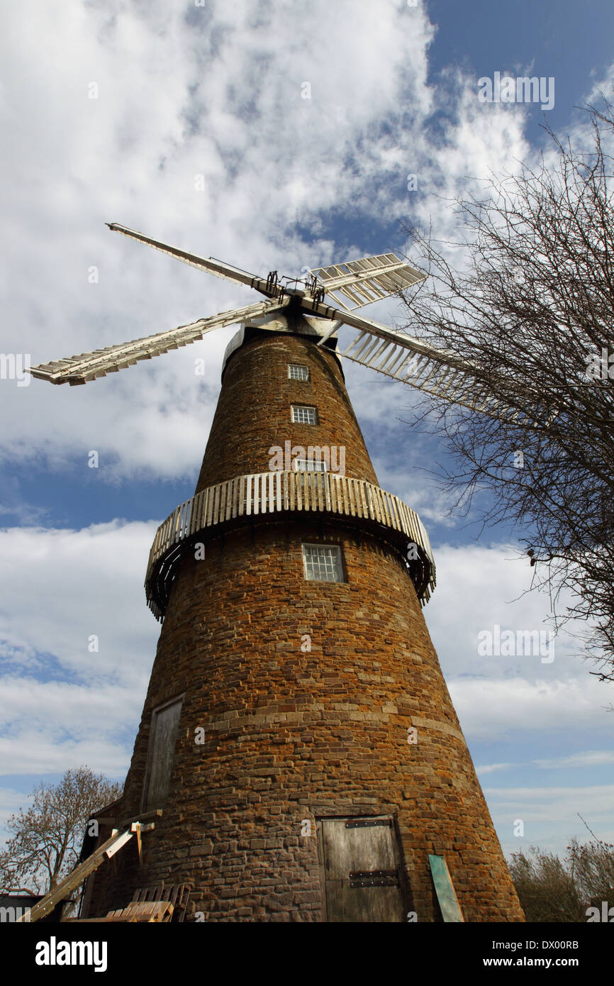 working windmill at whissendine, Rutland, 6 storey, built 1809 Stock Photo