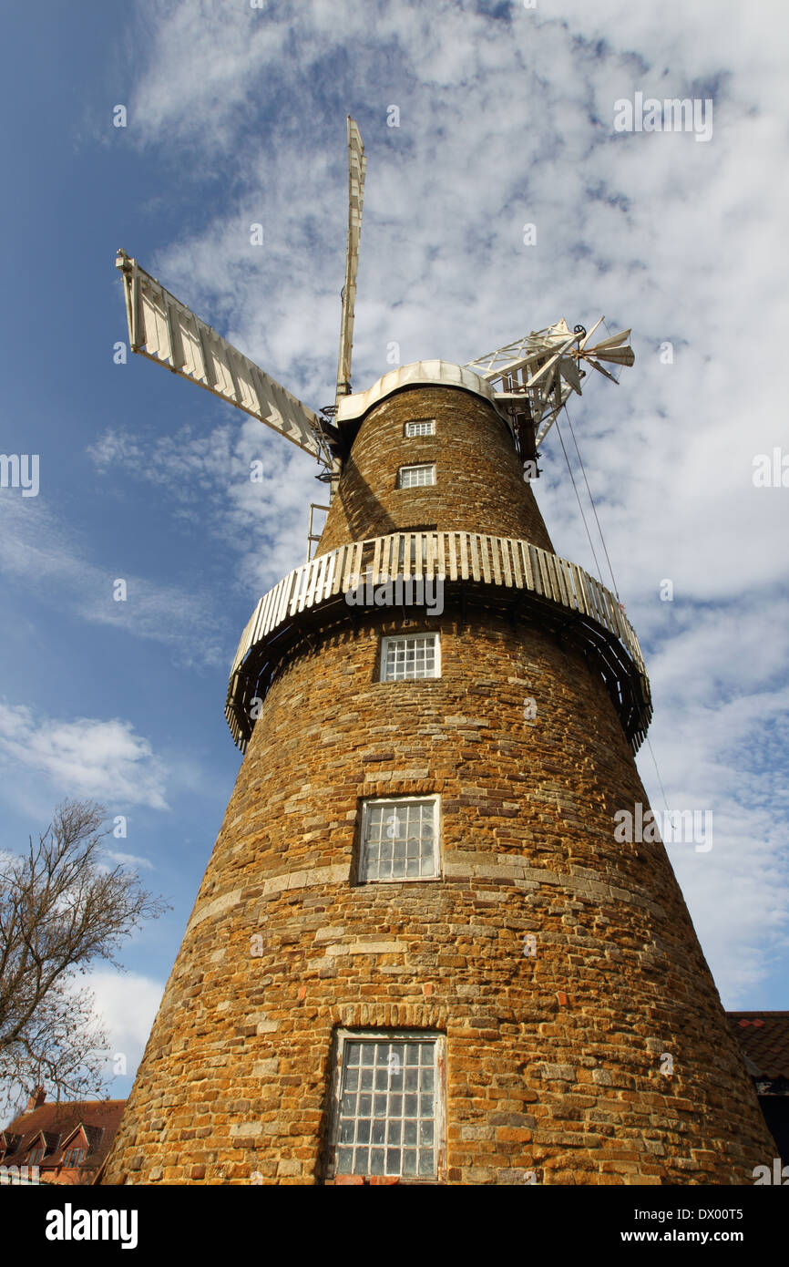 working windmill at Whissendine, Rutland, 6 storey, built 1809 Stock Photo