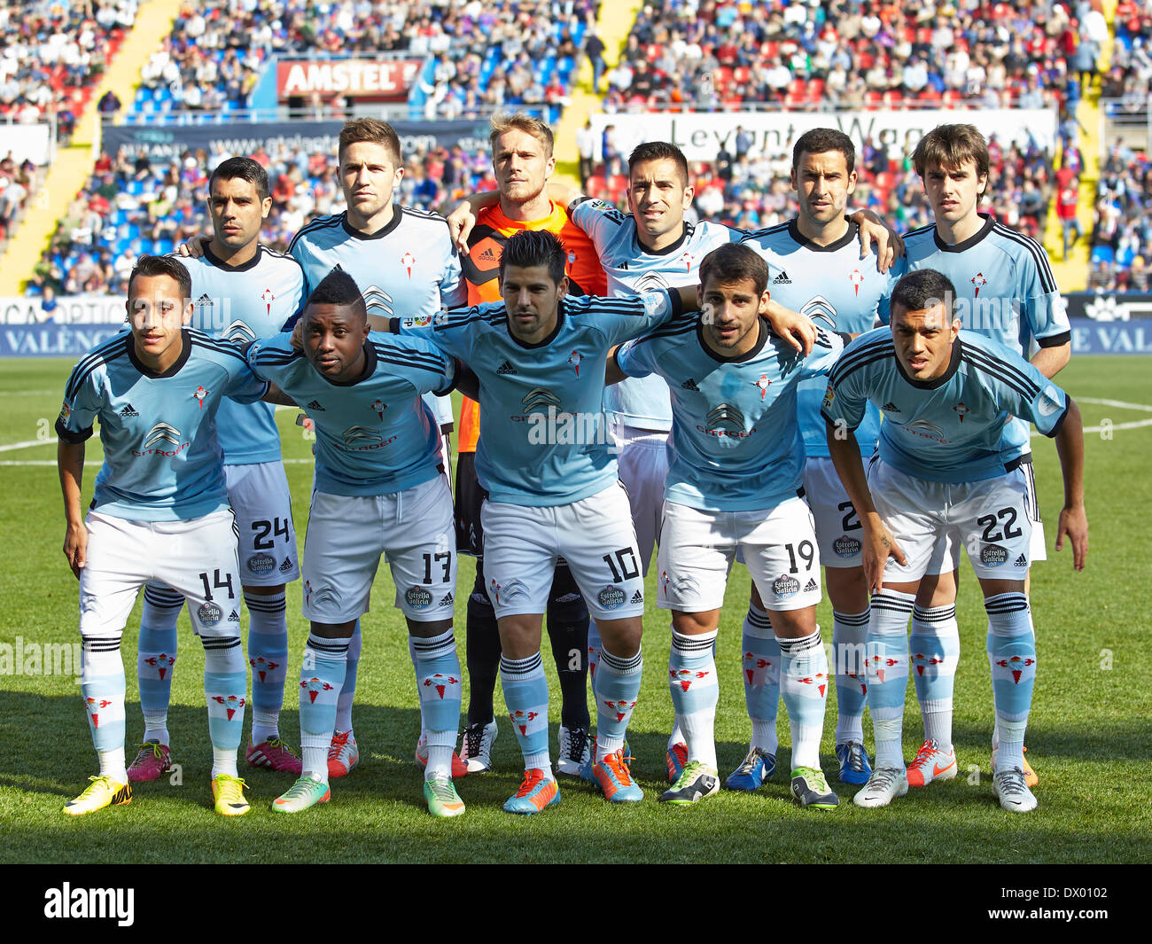 Valencia Spain 15th Mar 14 Real Club Celta De Vigo Squad Poses Prior To The La Liga Game Between Levante Ud And Real Club Celta De Vigo At Ciutat De Valencia Stadium
