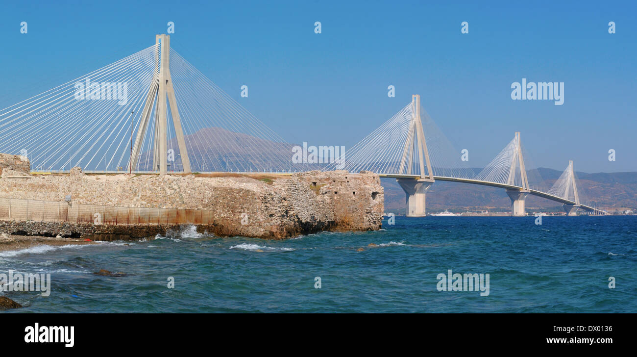 cable stayed bridge, Andirio, Greece Stock Photo Alamy