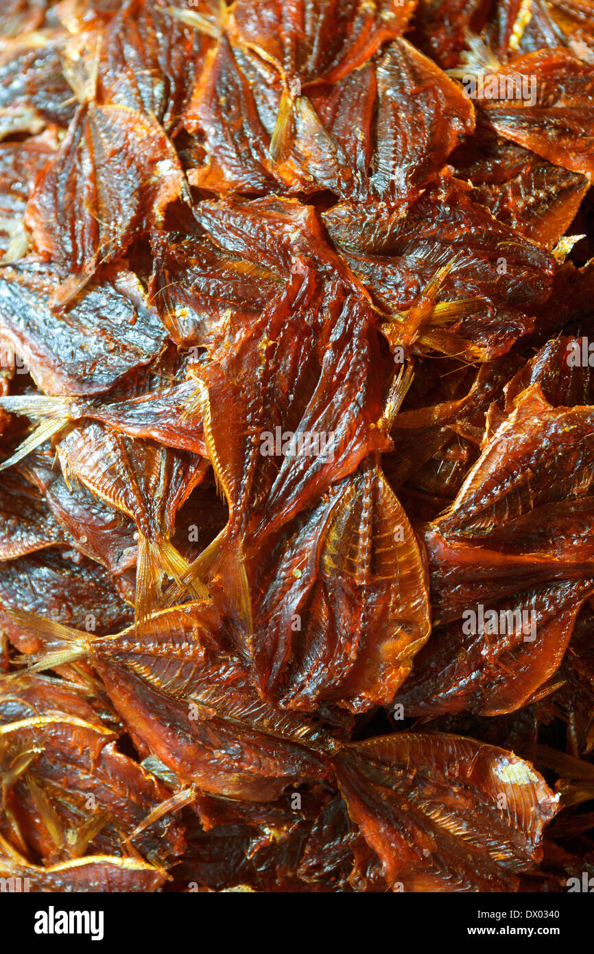 Dried Fish Stall at My Tho Town Market Vietnam Stock Photo