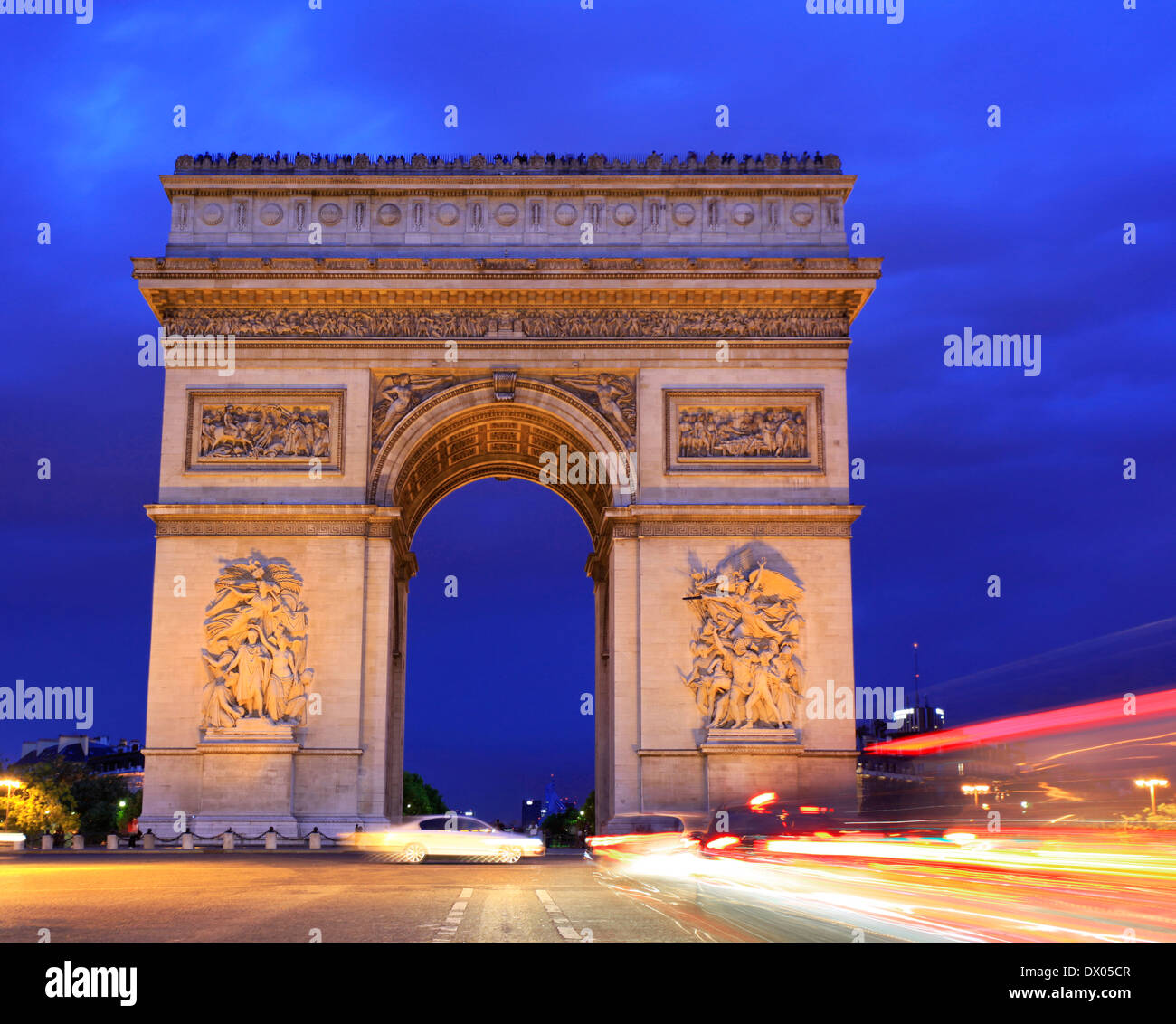 Arc de Triomphe at dusk, Paris, France Stock Photo