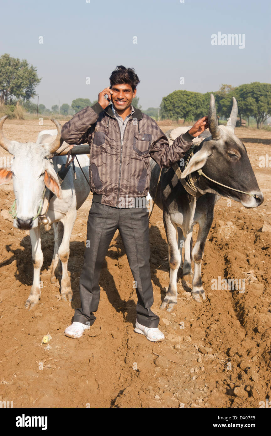 1 indian Farmer Woking in Plowed field Stock Photo - Alamy
